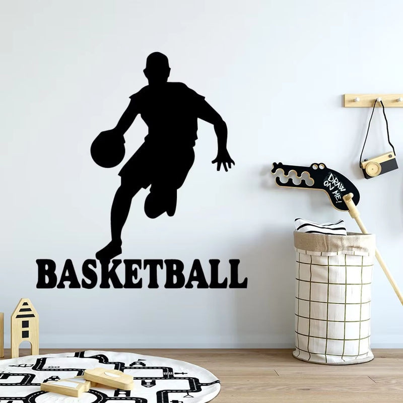 Wasserdichter Wandaufkleber mit Basketballspieler-Motiv in Schwarz für Kinderzimmer und Home Decor - Bild 1