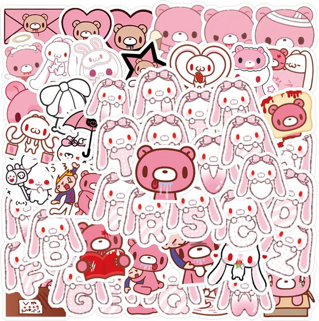105 Stück Gloomy Bear Aufkleber mit wütenden Bären für Laptop, Skateboard und DIY-Projekte - Bild 1