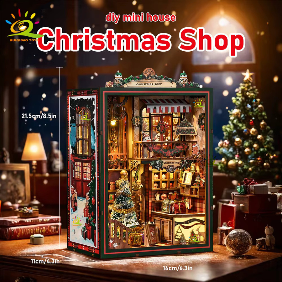 HUIQIBAO Weihnachten 3D Mini Shop, 3D Puzzle, Holz, Bunt / Mehrfarbig - Bild 3