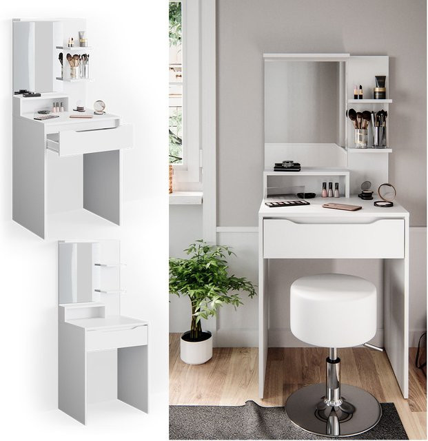 Vicco Schminktisch Ruben in Weiß mit Spiegel und Schubladen, Breite: 60 cm, Tiefe: 48 cm, Höhe: 143 cm - Bild 1
