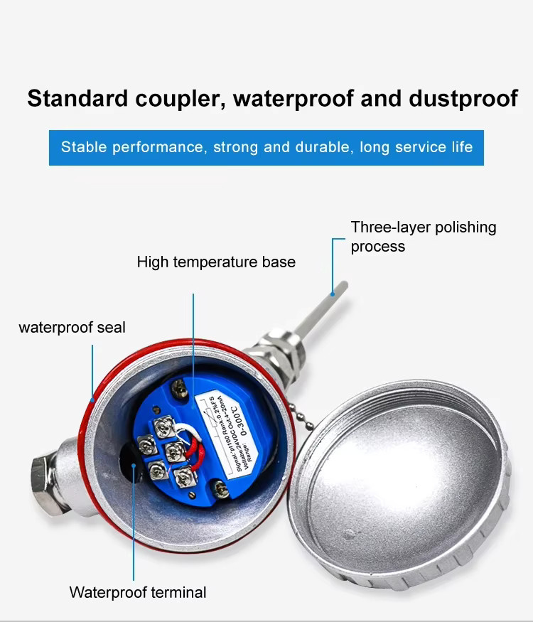 BMAD PT100 Temperaturtransmitter K-Typ Thermoelement mit M20X1,5 Anschluss, gepanzertes RTD Sensor in Silber, 4-20 mA 0-5 V RS485 - Bild 2