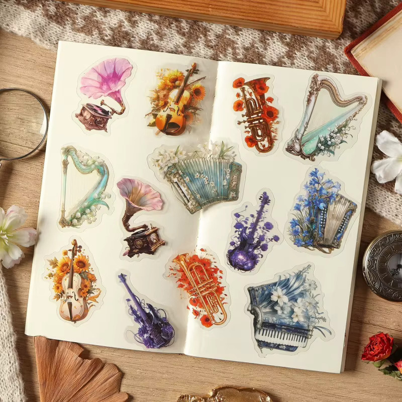 20 Stück Vintage Blumen-Etiketten Aufkleber für Scrapbooking und DIY-Projekte in Multicolour - Bild 1