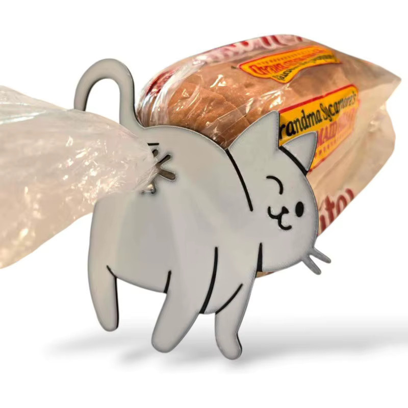 YOWEI 2er-Set 3D Katzen-Hintern Brotbeutel-Clips aus Kunststoff in Grau zur Lebensmittelaufbewahrung - Bild 2