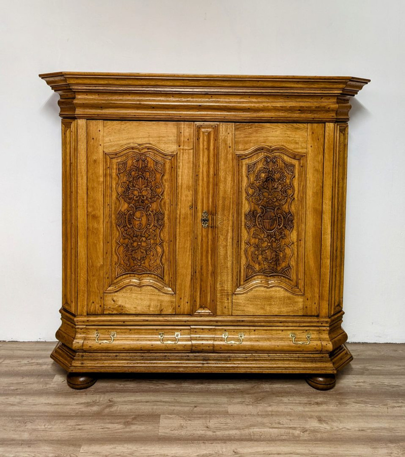 Antikhof Brück Barock Schrank Mosel aus Eiche, Braun, Höhe: 189 cm, Breite: 180 cm, Tiefe: 64 cm - Bild 1