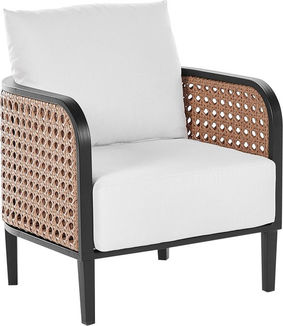 Beliani Sessel im Boho-Design aus Rattan in Weiss und Schwarz, B/T/H: 74 x 71 x 87 cm - Bild 1