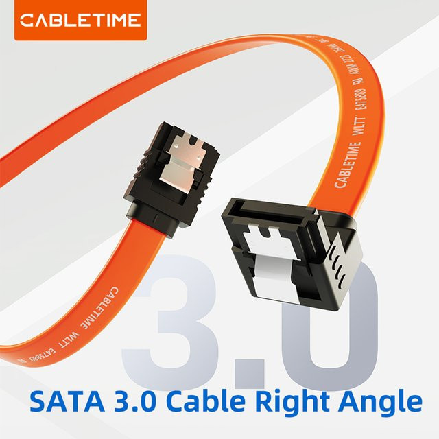 CABLETIME SATA 3.0 Kabel mit 6 Gbit/s für SSD und HDD, gerade und rechtwinklig ausgeführt - Bild 1