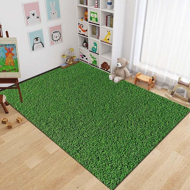 UQIDEHOME Fußballfeld Teppich in Grün für Kinderzimmer und Wohnzimmer, weiche Spielmatte aus Polyester, B/T: 80 x 50 cm - Bild 1