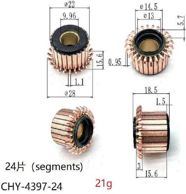 Chy-4397-24 Motor-Kommutator passend für Makita 9523 Winkelschleifer in Multicolor, B/T/H: 22 x 9,96 x 15,6 cm - Bild 1