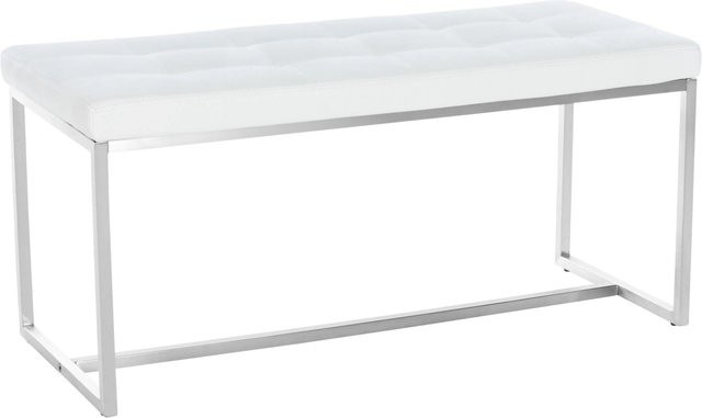 DELUKE Sitzbank PUEBLA Polsterbank aus Kunstleder in Weiß, B/T/H: 100 x 40 x 48 cm - Bild 1
