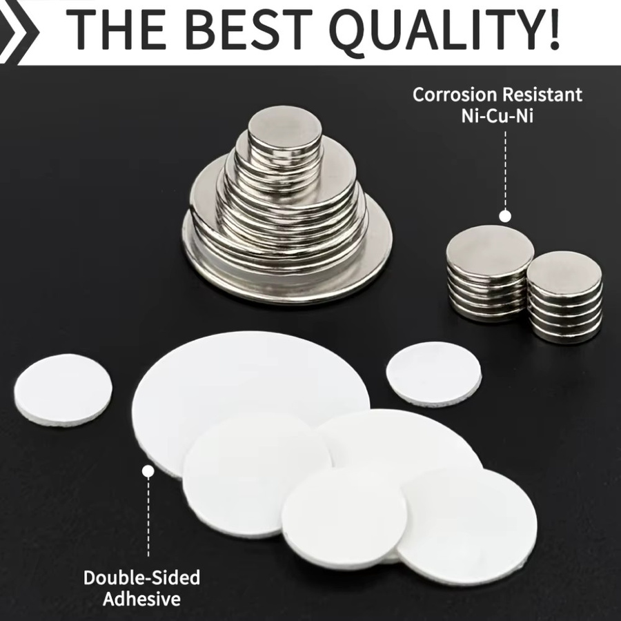 Runde Neodym-Magnete in Silber mit doppelseitigem Klebeband für Büro, Küche und DIY-Projekte - Bild 3