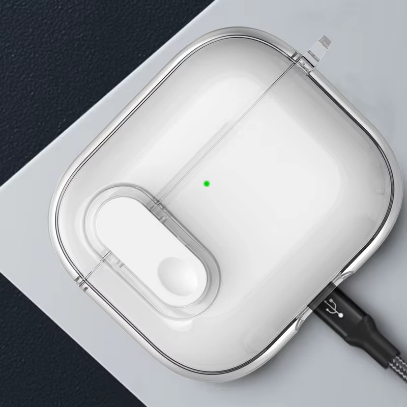 Transparente Silikon-Kopfhörerhülle mit sicherem Verschluss für Apple AirPods 4, 3 und AirPods Pro 3, 2 in Schwarz oder Transparent - Bild 2