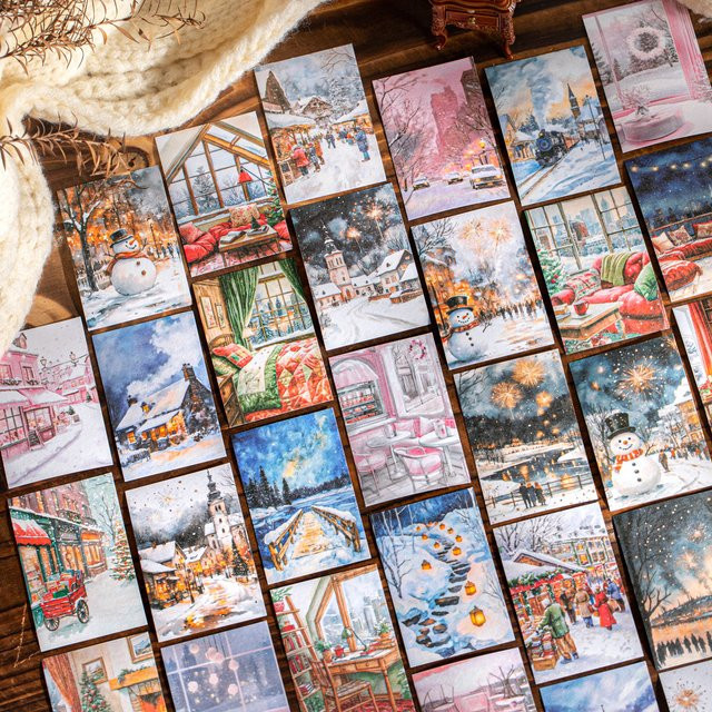 mr.paper Winterlandschaft Hintergrundaufkleber für DIY Handwerk und Scrapbook, 50 Stück, Multicolour - Bild 1
