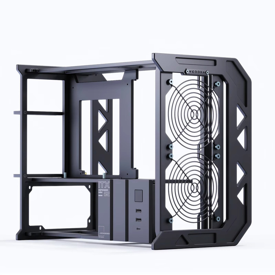 VEDDHA DEFENDER 02 CNC-Aluminium-Gehäuse in Schwarz, modularer ITX-Rahmen für Wasserkühlung und MOD-Gaming-PCs - Bild 2
