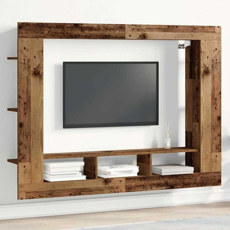 vidaXL TV-Wandschrank aus Altholz in Braun im Industrial-Design, B/T/H: 152 x 22 x 113 cm - Bild 1