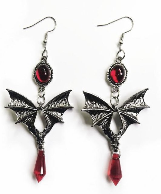 Fashion Maker 2 Ohrringe, Fledermaus, Metall, Schwarz, Unisex - Bild 1