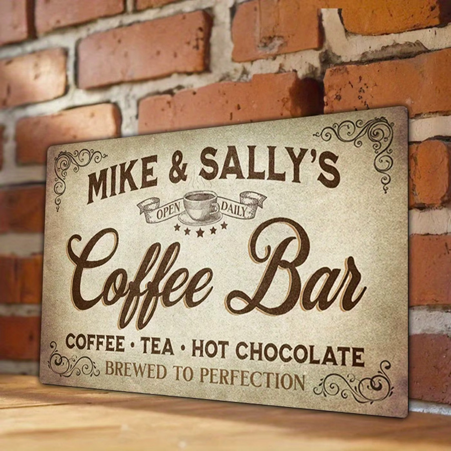 CIFBUY Metallschild Vintage Kaffeebar personalisiert, Farbe: Rot, B/H: 20,32 x 30,48 cm - Bild 2