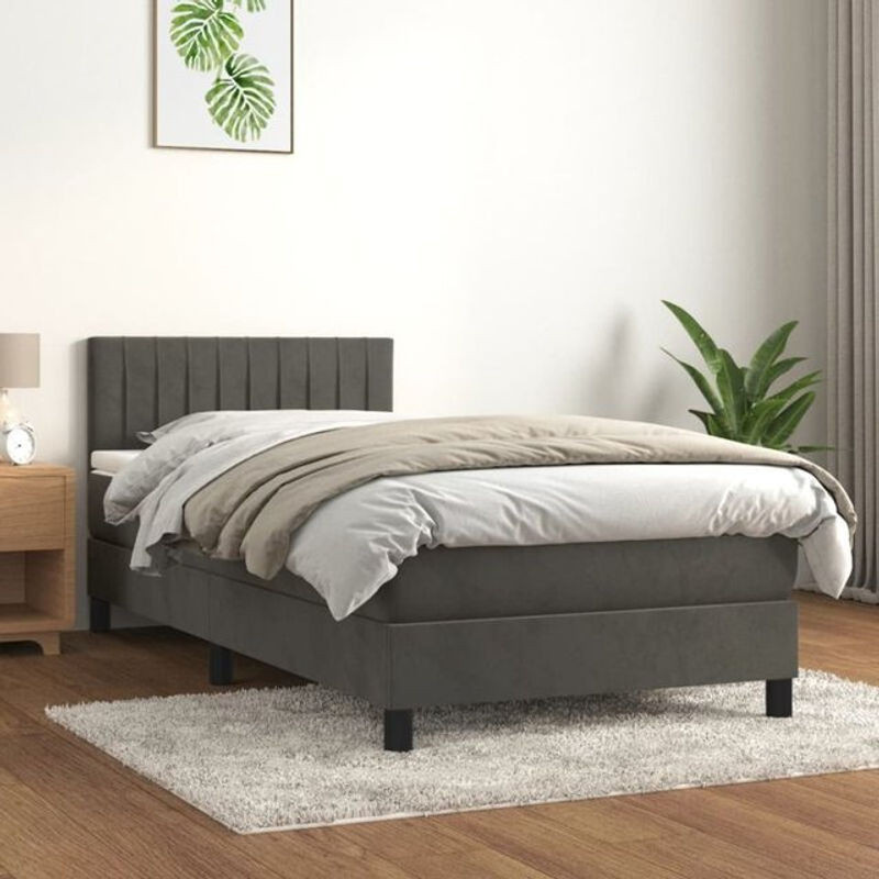 Vidaxl Boxspringbett mit Matratze in Anthrazit aus Samt, B/T: 90 x 190 cm - Bild 1