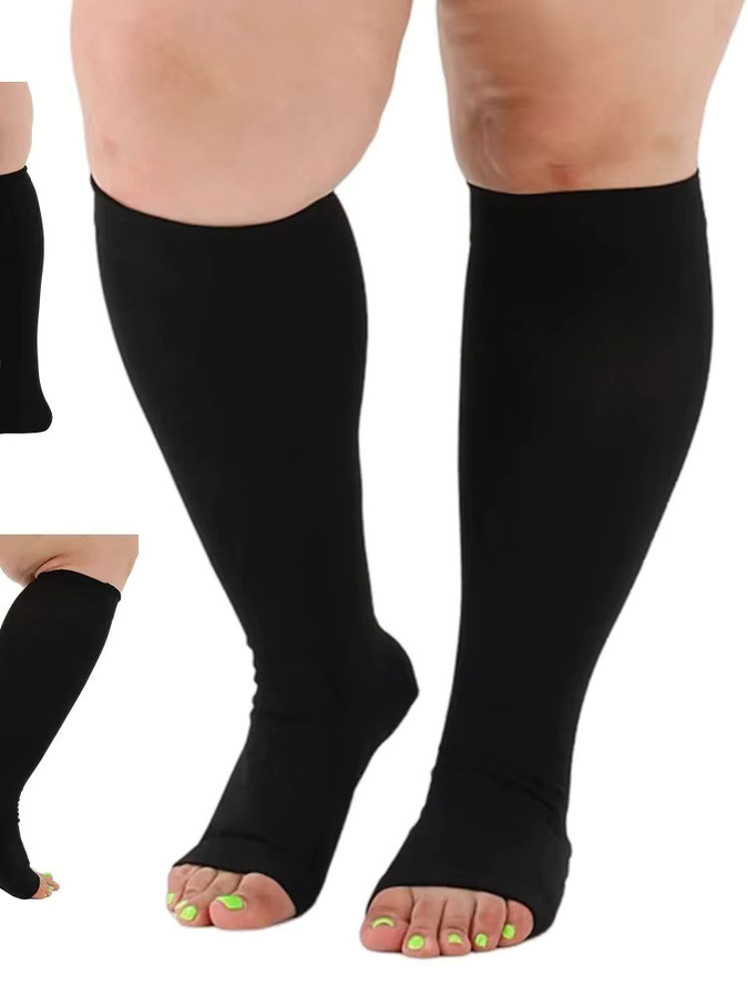 Legbeauty Kompressionssocken für Damen, offene Zehen, Übergröße - Bild 6