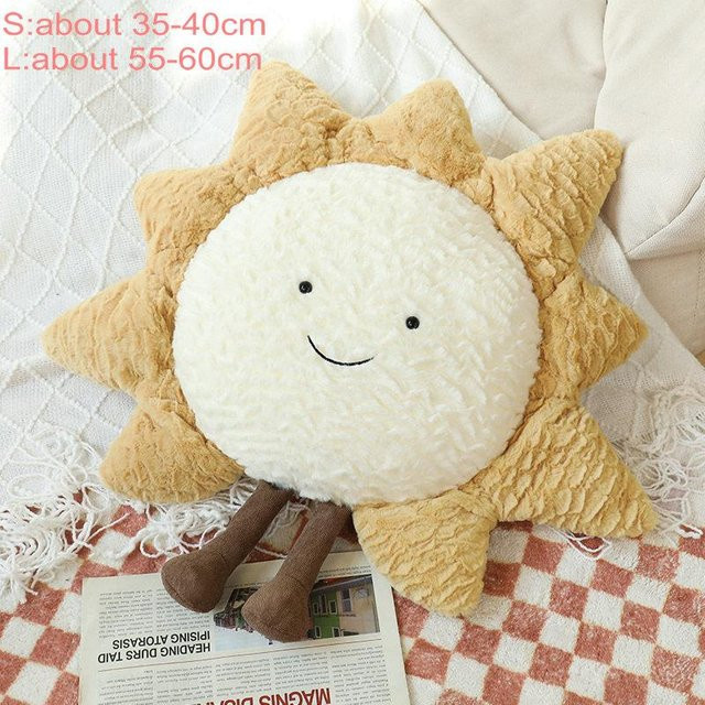 Linyi Toy Plüschkissen mit Mond, Stern, Sonne und Wolke in Gelb für Kinder und Büro - Bild 1