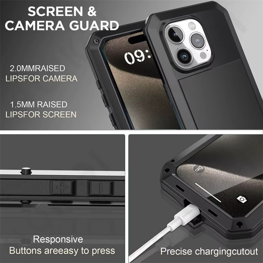 Stoßfeste Heavy Duty Metall Schutzhülle für Apple iPhone in den Farben Silber und Schwarz - Bild 1