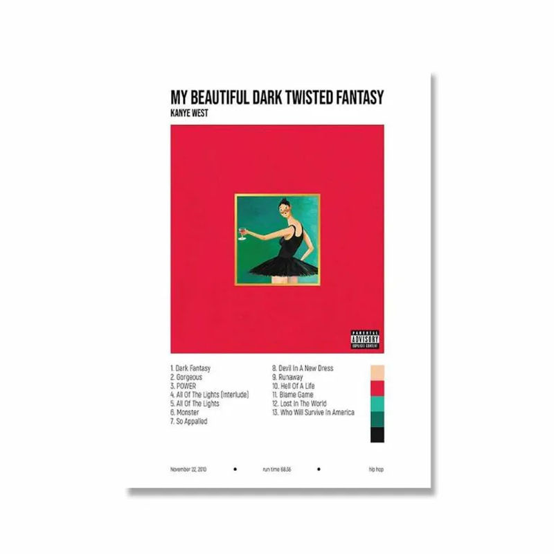 Kanye West My Beautiful Dark Twisted Fantasy Albumcover Leinwandgemälde von August Art Museum, mehrfarbig, B: 90 cm, H: 60 cm, rahmenlos - Bild 2