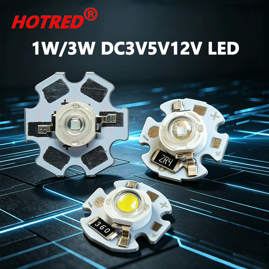 10 Stück LED-Chips für DC 3V 3,7V 5V 12V mit 1W und 3W Leistung in verschiedenen Farben und auf 16mm 20mm PCB - Bild 5