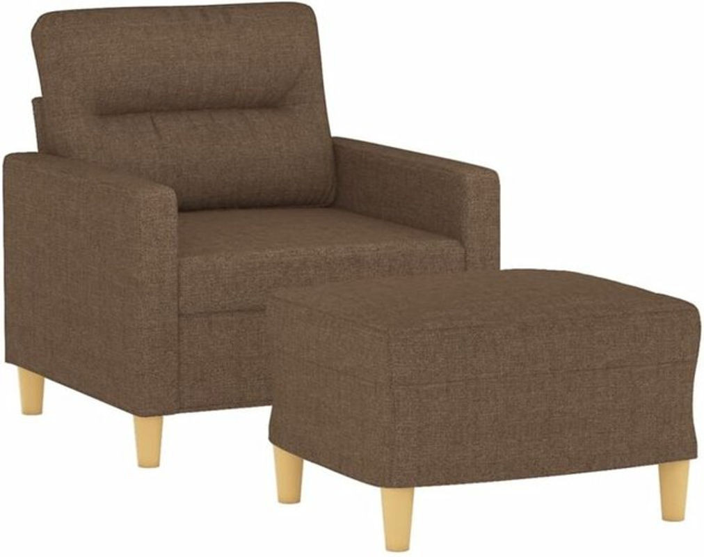 Modernes Relaxsessels-Set von vidaxl mit Hocker in Braun aus Stoff und Metall - Bild 1