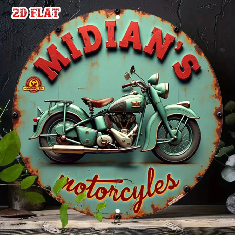 CIFbuy Vintage One Piece Motorrad Metallschild aus Aluminium, runde Wandkunst in Multicolour für Garage, Bar und Heimdekoration - Bild 2