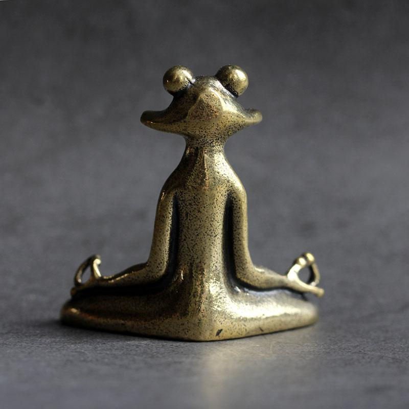 Love Home Garden Zen Frosch Skulptur aus Messing in Gold als Deko-Ornament und Räuchergefäß - Bild 2