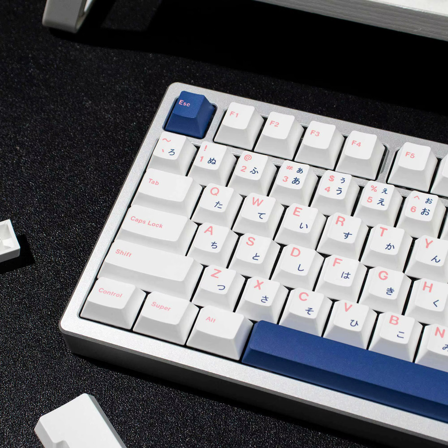 Venit Keys PBT-Tastenkappen im Cherry-Profil mit japanischem Design in Weiß und Blau für mechanische Tastaturen mit MX-Switches - Bild 5