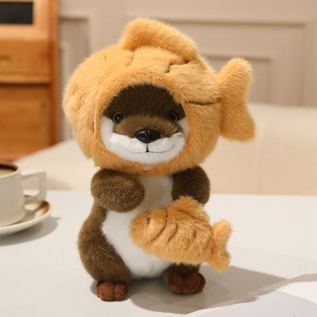 Yiran toy Fischotter Plüschtier, 22cm, mit abnehmbarer Meeresbewohner Mütze - Bild 1