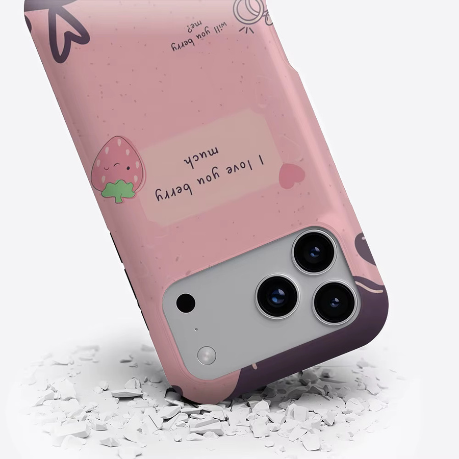 Potdemiel Berry Love Note Handyhülle für iPhone 17 16 15 14 13 Pro Max Plus, Rosa, Robuste Einzel- und Doppelschicht-Schutzhülle mit Magnetfunktion - Bild 3