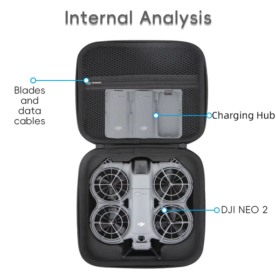 Wasserdichte DJI Neo 2 Reise-Tragetasche aus PU in Grau für Drohnen-Zubehör - Bild 3