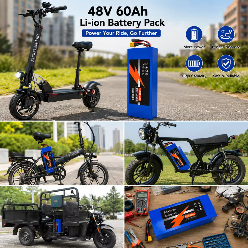 Kugoo 48V Lithium-Akkupack 60Ah 13S4P mit BMS für Elektroroller M4 M4 Pro MaxSpeed, Blau - Bild 4