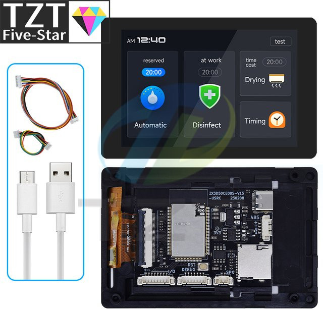 TZT WT32-SC01 PLUS ESP32-Entwicklungsboard mit 3,5 Zoll 320x480 kapazitivem Multi-Touch-LCD-Bildschirm, Bluetooth und WiFi in Schwarz - Bild 1