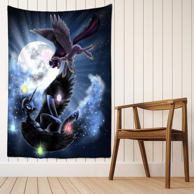 Kondor Wandteppich Mond und Sterne in Multicolour, B: 95 cm, H: 70 cm - Bild 1
