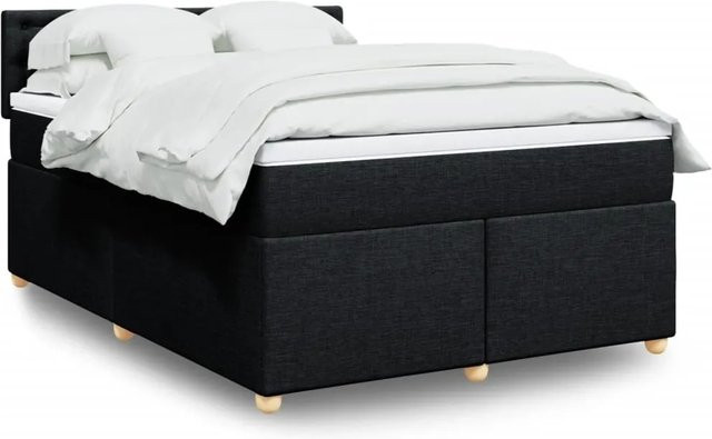 vidaXL Boxspringbett mit Matratze Schwarz B/T/H: 140 x 200 cm, Hybrid mit USB-Ladeport und Unterbettbeleuchtung - Bild 1