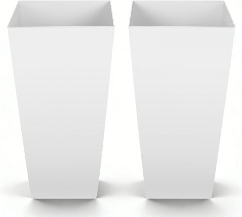 VEVOR Pflanztopf 2er-Set in Weiß mit Innentöpfen und Rollen, H x B x T: 66,5 x 32,5 x 32,5 cm - Bild 1