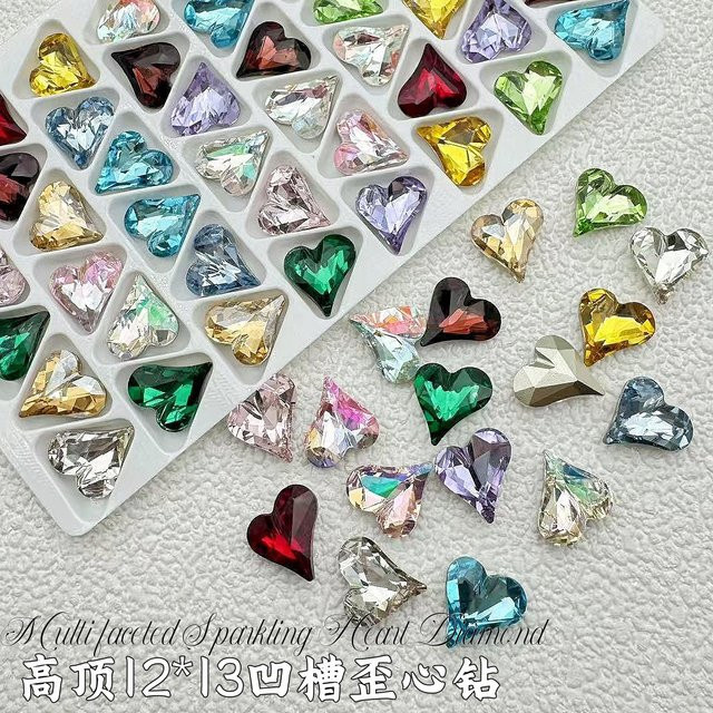 Zhou Nailart Nagelsteine, Herzförmig, Eisglitzernd, 20 Stück, 12x13mm - Bild 1