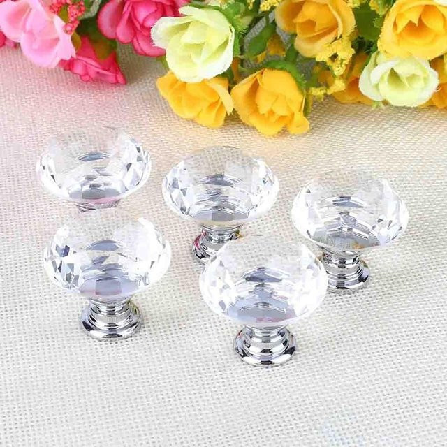 20 Stück Kristall Möbelknöpfe von KONNWEI in Weiß und Transparent für Schrank, Schublade und Tür, Durchmesser: 30 mm - Bild 1