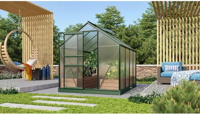 Vitavia Gewächshaus Venus 5000 Smaragd mit Fundament und Regenrinnen aus Aluminium und Polycarbonat, 5 m² - Bild 1