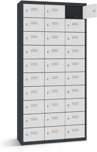 rotstahl Wertfachschrank mit 30 Fächern in Anthrazitgrau und Hellgrau, B/T/H: 87.5 x 30 x 180 cm - Bild 1