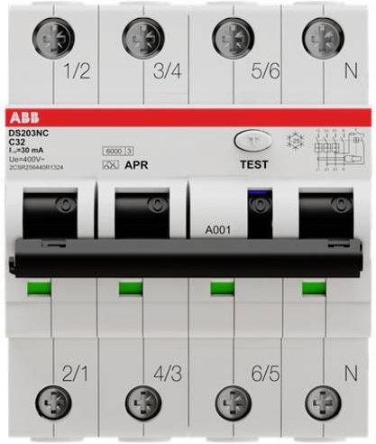 ABB RCBO FI-Schutzschalter und Leitungsschutzschalter 4polig grau - Bild 1