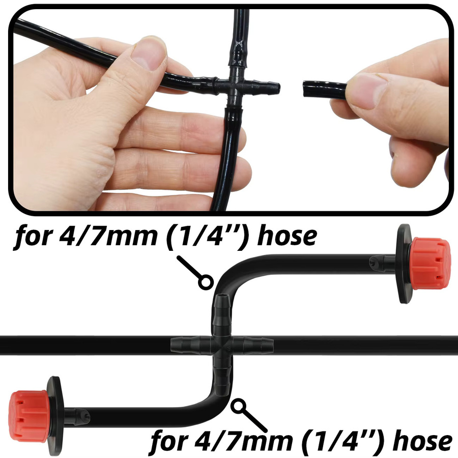 KESLA Stachelverbinder für Tropfbewässerung, 4/7 mm und 1/4 Zoll Schlauchanschluss, Schwarz, 50 Stück - Bild 2