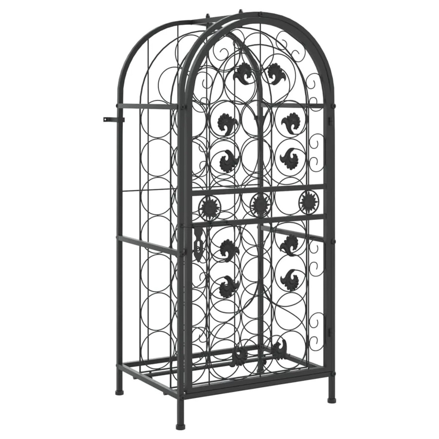 vidaXL Weinregal aus Schmiedeeisen für 33 Flaschen, Schwarz, B: 45 cm, T: 36 cm, H: 100 cm - Bild 2