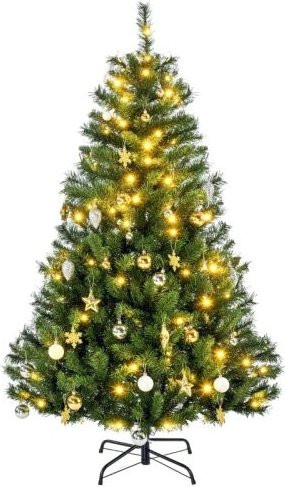 HOMCOM Künstlicher Weihnachtsbaum mit Dekoration in Grün, B/T/H: 95 x 95 x 150 cm - Bild 1