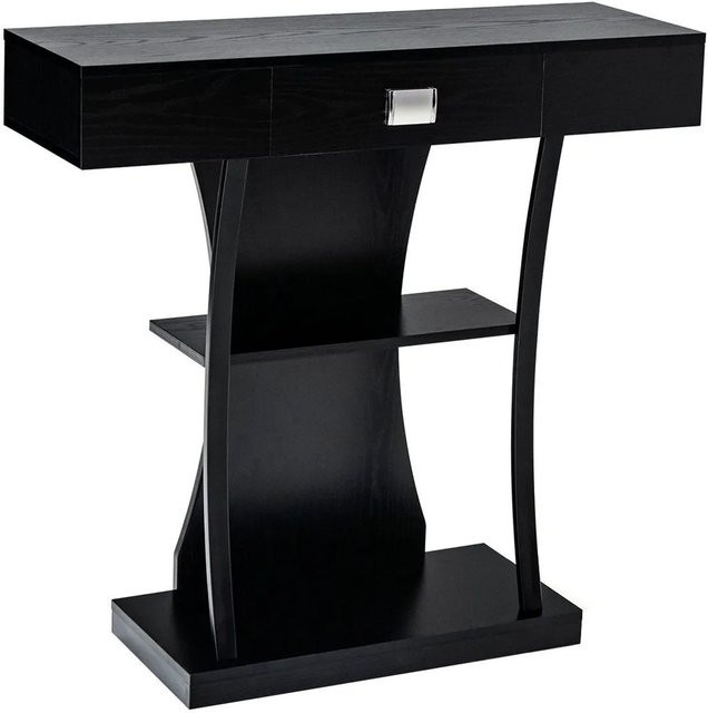 Costway Konsolentisch aus Holz mit Schubladen und Kippschutz in Schwarz, B/T/H: 88 x 30 x 30 cm - Bild 1