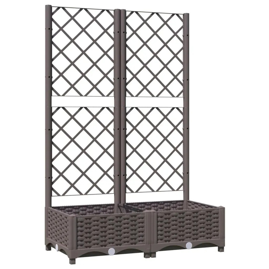 vidaXL Pflanzkübel mit Rankgitter aus Polypropylen in Braun, B/T/H: 80 x 40 x 121,5 cm - Bild 2