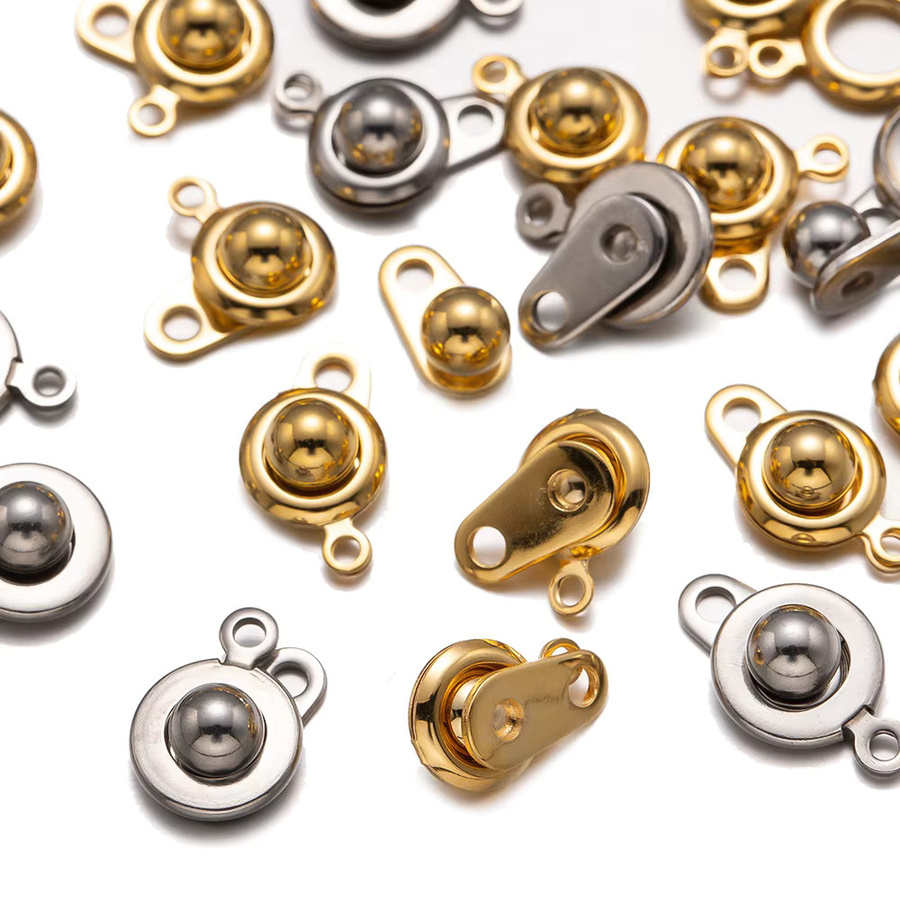 5 Stück Schnappverschlüsse Edelstahl, runde Schnalle, für Armbänder und Halsketten - Bild 3