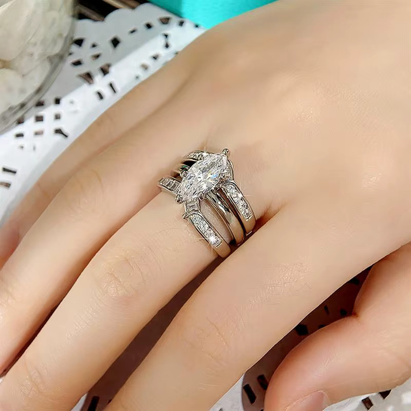 Huitan Ring Set, Zirkonia, Silber, Damen - Bild 2